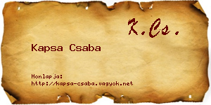 Kapsa Csaba névjegykártya